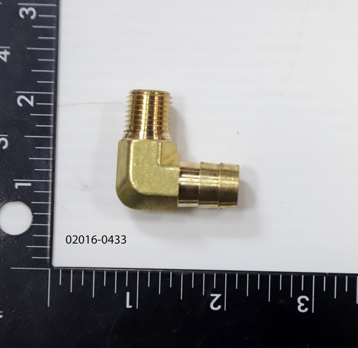 [Fitting, 90d, 1/4 MNPT to 1/2" Hose Barb] 02016-0433